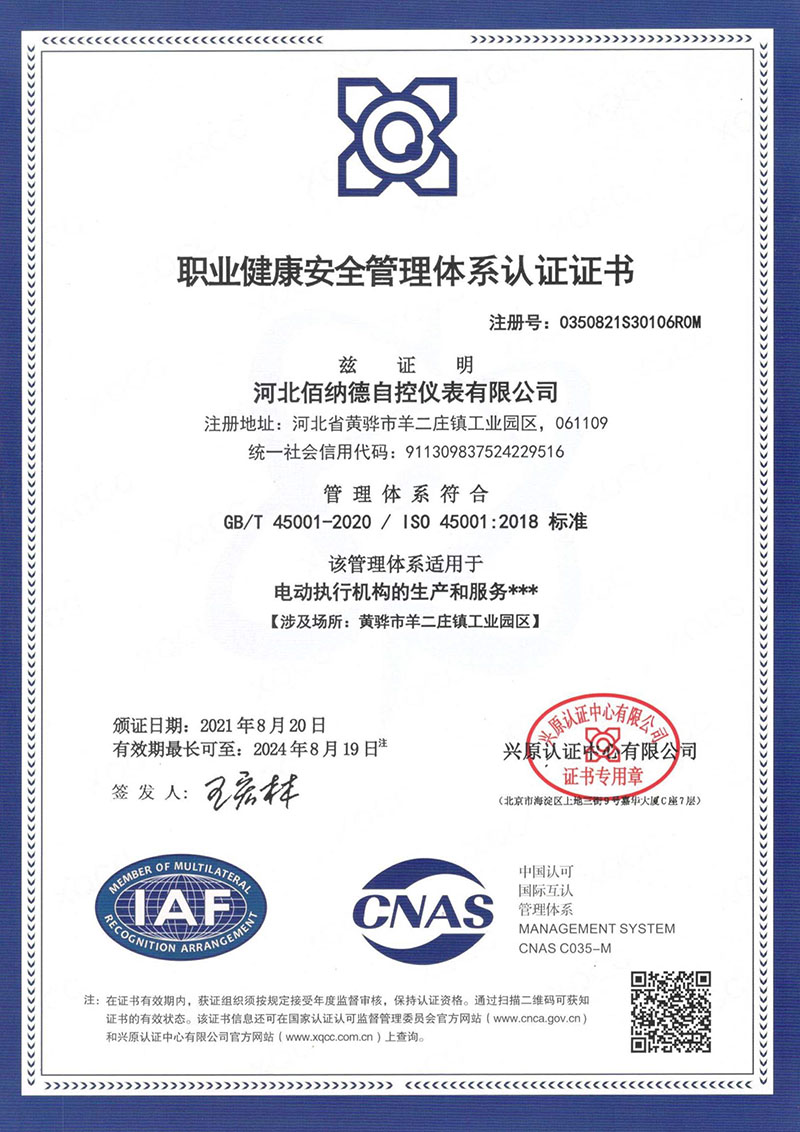 职业健康安全管理45001认证